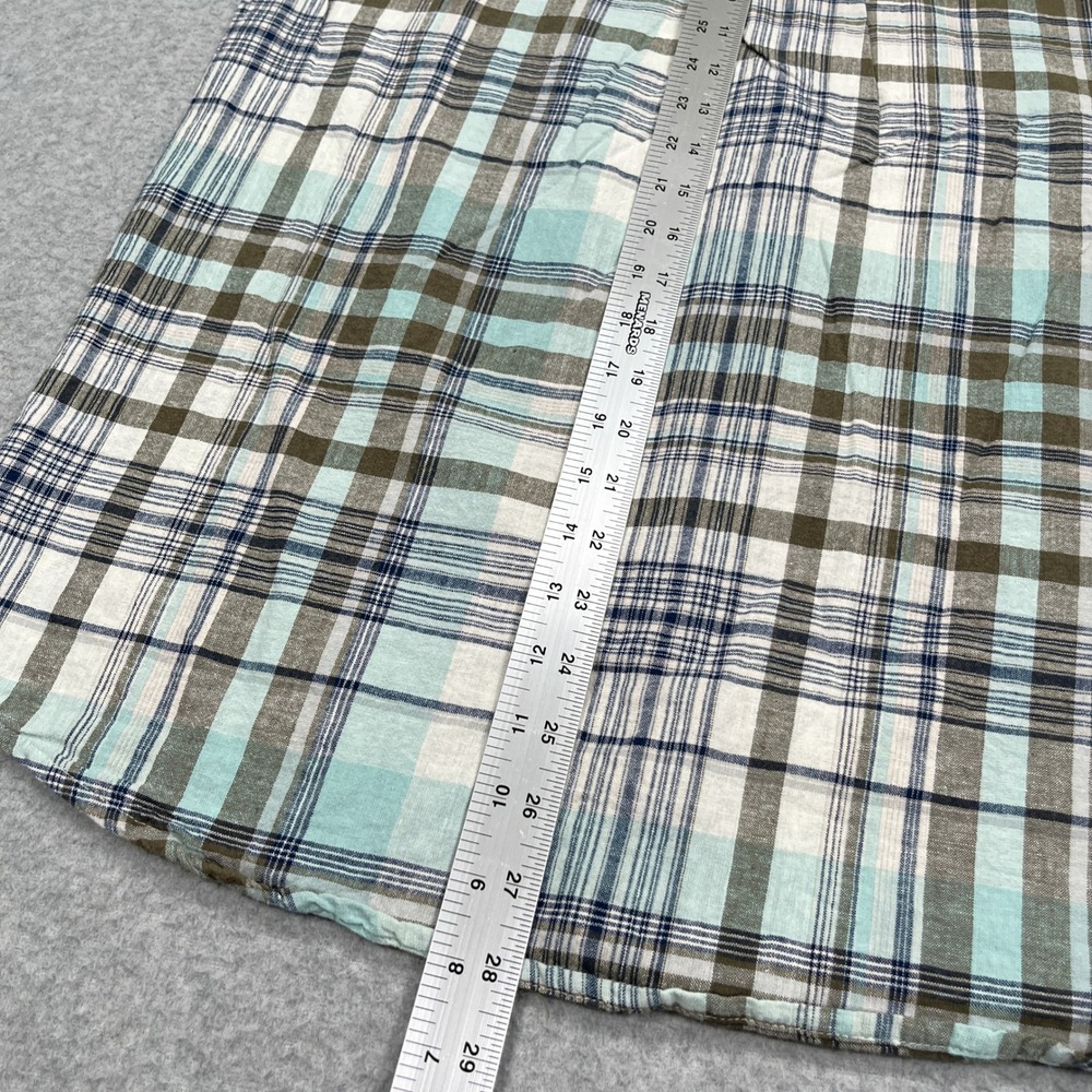 Outdoor Research Weisse Shirt Mens M Teal Brown Plaid Short Sleeve Button Hemp - Picture 6 of 12